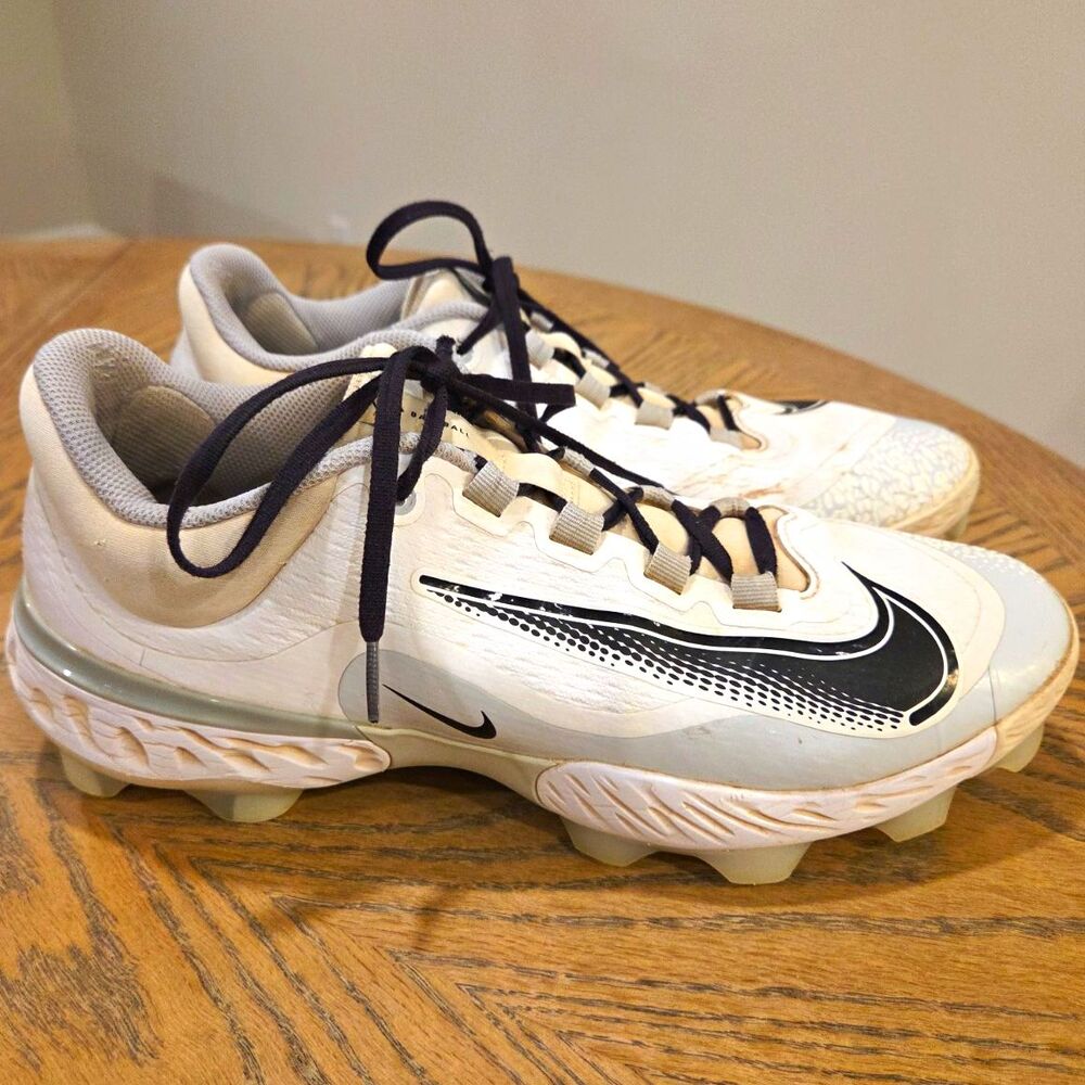 Nike Alpha Huarache Elite 4 MCS Mens 12 White Baseball Cleats Molded Low Top